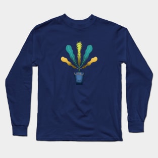 Green and yellow flowers in a pot Long Sleeve T-Shirt